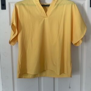 Yellow V-Neck Short Sleeve Top